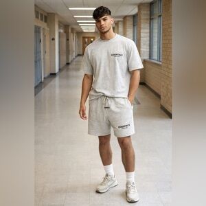 Essentials Light Gray Athletic Men's Shorts 🚨(SET)